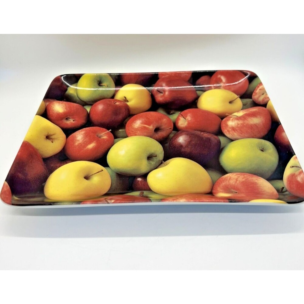 Starbucks Apple Serving Tray Fruit Decor Ceramic Glass Plate Platter 7x9"